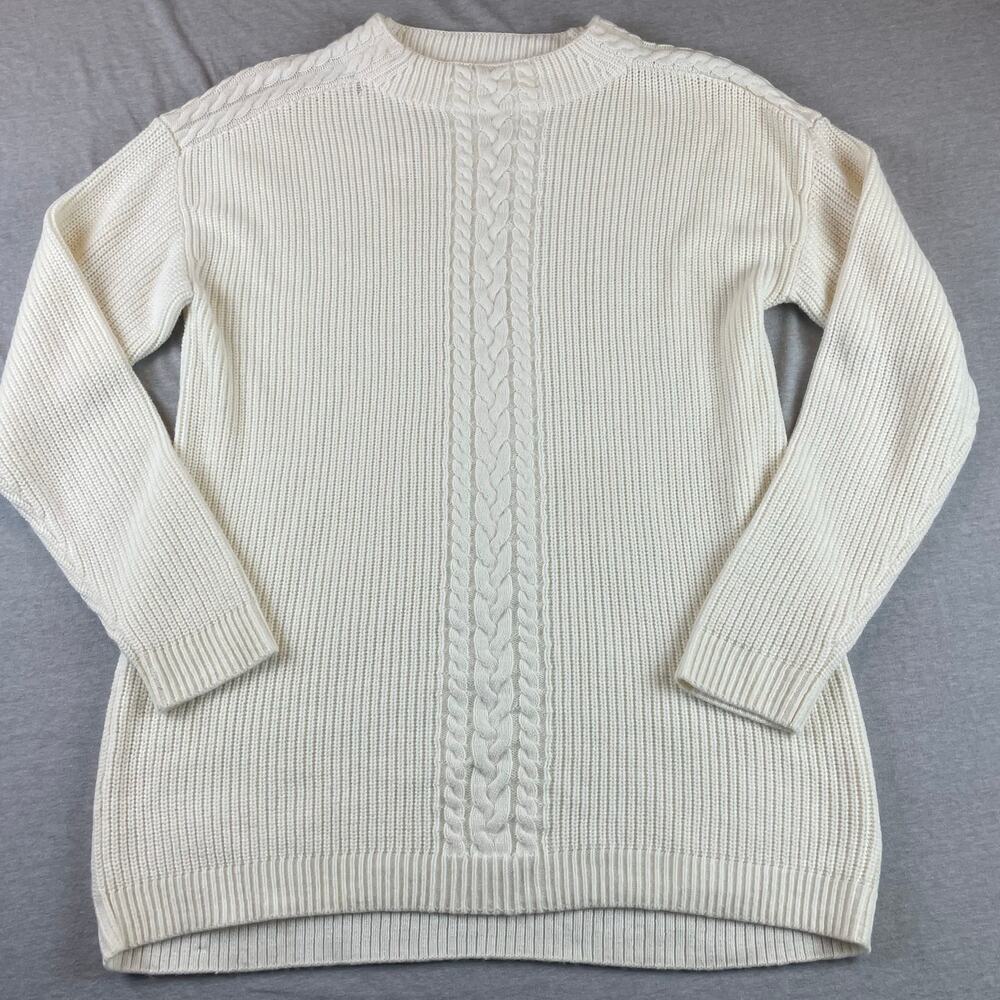 Talbots New Cable Knit Sweater Wool Blend M NWT Ivory Cream  * READ